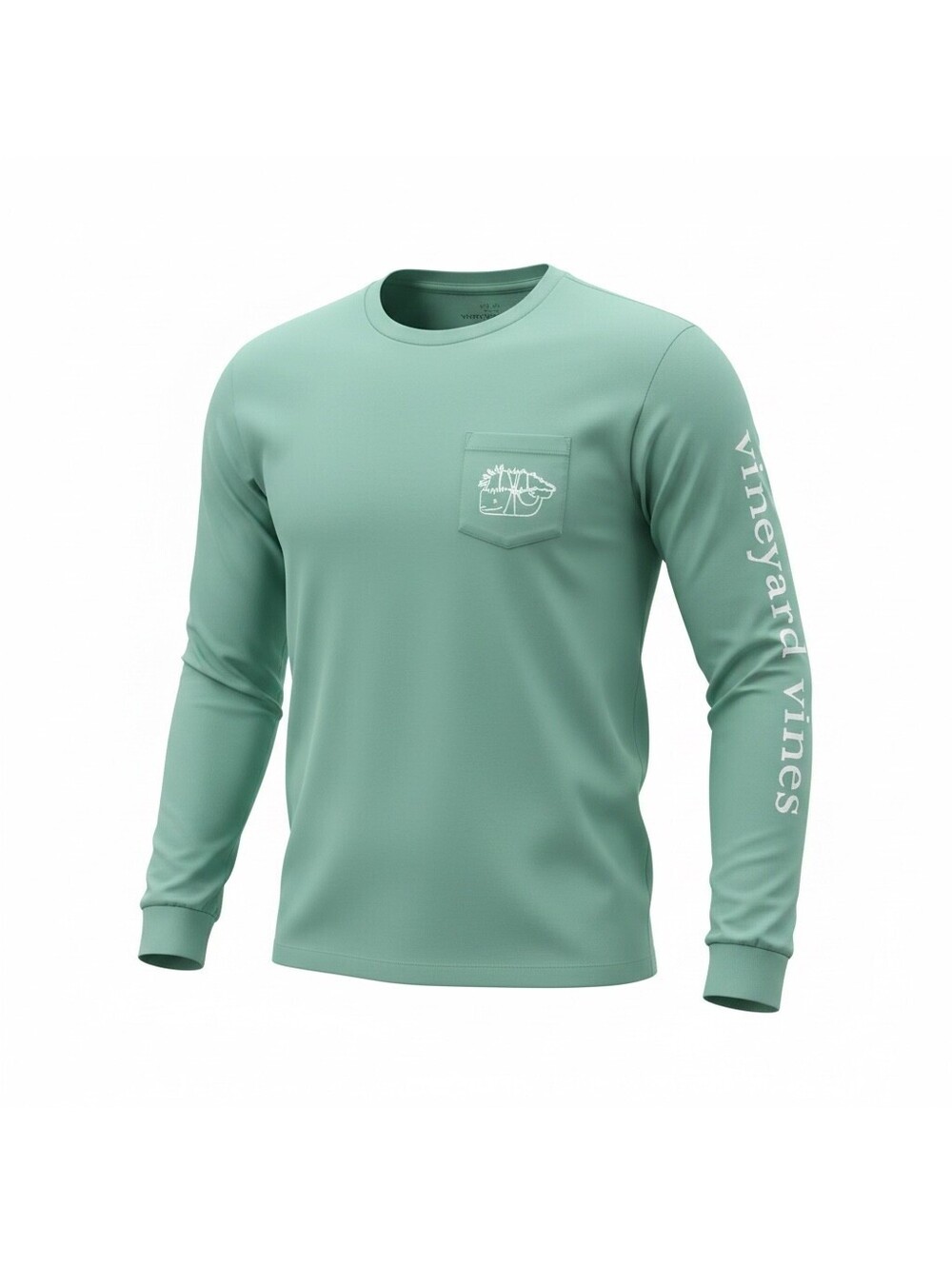 Vineyard Vines Mens M Green Long Sleeve Pocket T-Shirt Whale Graphic Cotton